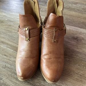 Cupid Brown Ankle Booties with Buckle Detail